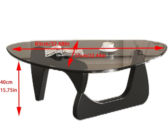 EASYSOUL Modern Glass Coffee Table, 32.68" D x 22.44" W x 15.75" H, Abstract - Image 2