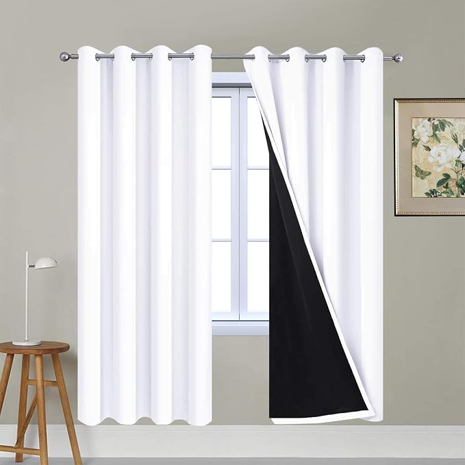 Yakamok Pure White 100% Blackout Curtains 72 Inches Long 52" Wide 2 Panel | by Yakamok