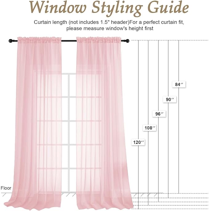 Blush Pink Bedroom Curtains 2 Panel Sets 90 Inch Length, 59 Inch Extra Wide - Image 2