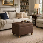 HomePop - Dinah 24" Storage Ottoman- Brown Faux Leather - Image 4