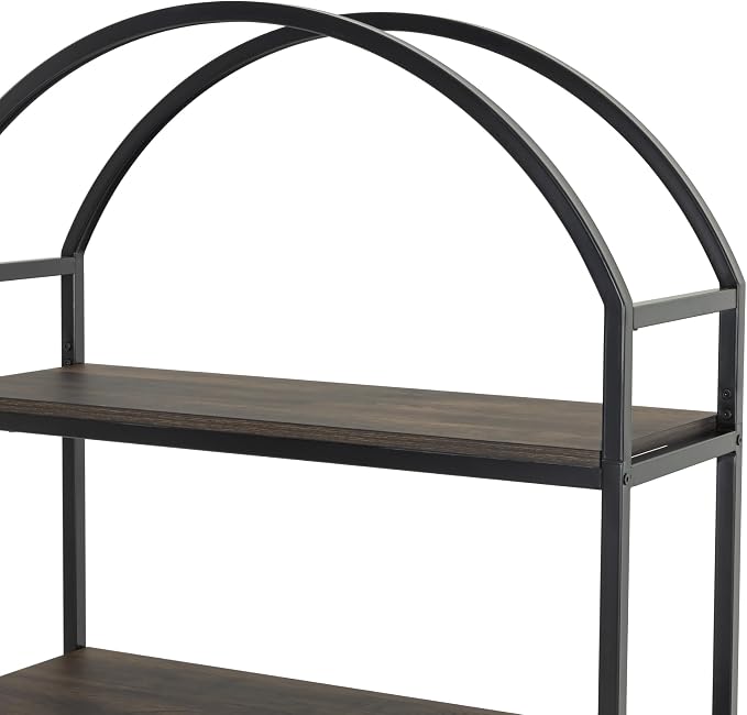 Nathan James Haven Etagere Bookshelf, 5-Shelf Bookcase in Nutmeg Wood and Black - Image 5
