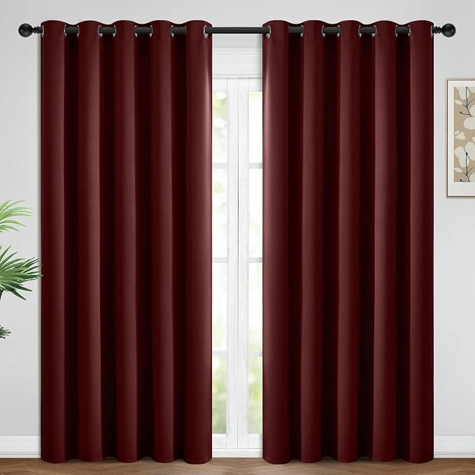 Yakamok Room Darkening Curtains 62x84 inch Length Burgundy Red-Living Room | 2 by Yakamok