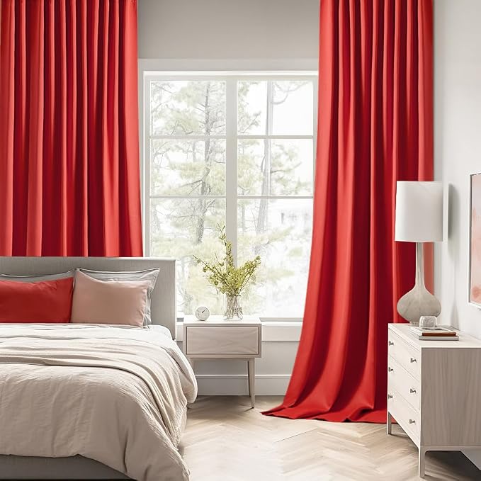 MIULEE Christmas Red Back Tab Blackout Curtains 52x84 Inch Length 2 Panels | - Image 2