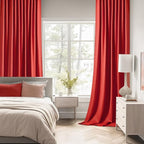 MIULEE Christmas Red Back Tab Blackout Curtains 52x96 Inch Long 2 Panels | Rod - Image 2
