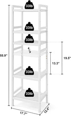 Homykic Bamboo Bookshelf, 5-Tier Narrow 55.9” Adjustable Book Shelf Bookcase - Image 3