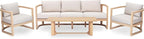 Merax 4 Piece Rattan Woven Paito Conversation Set, All-Weather Acacia Wood 3 - Image 4