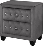 Sophia Modern Style Crystal Tufted 2-Drawer Nightstand Upholstered - Image 5