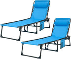 Folding Chaise Lounge Chair Bed Set of 2 by Unknown