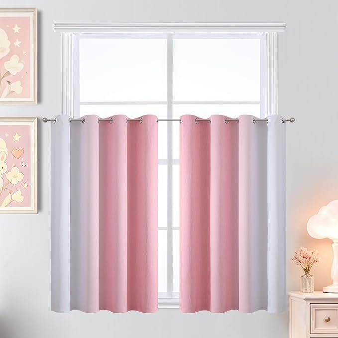 Pink and Greyish White Ombre Blackout Curtains - Image 2