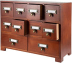 Apothecary Cabinet with 10 Drawers & Labels Rustic Library Card Catalog Cabinet by PACKGILO