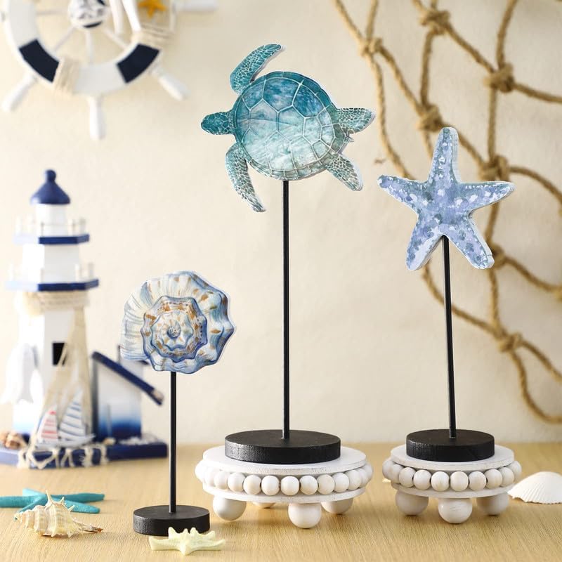 Maitys 3 Pcs Christmas Sea Turtle Table Decor Beach Coastal Decor for Home - Image 2
