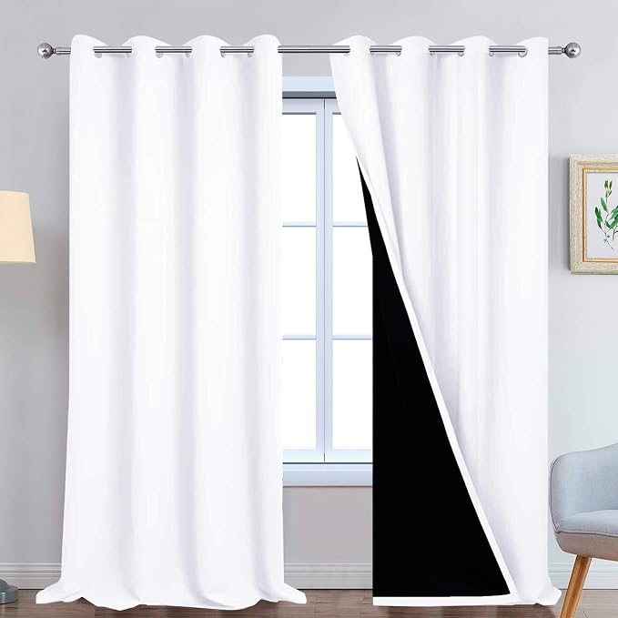 Yakamok Pure White 100% Blackout Curtains 108 Inches Long 52" Wide 2 Panel | by Yakamok