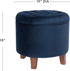 HomePop by Kinfine Fabric Upholstered Round Storage Ottoman - Image 3