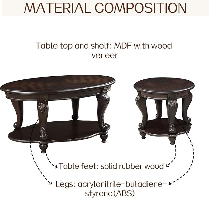 LKTART Wood Coffee Table Set - Image 4