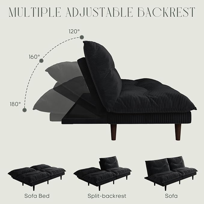 DreamDashio Futon Sofa Bed, 69 inch Futon Couch - Image 3