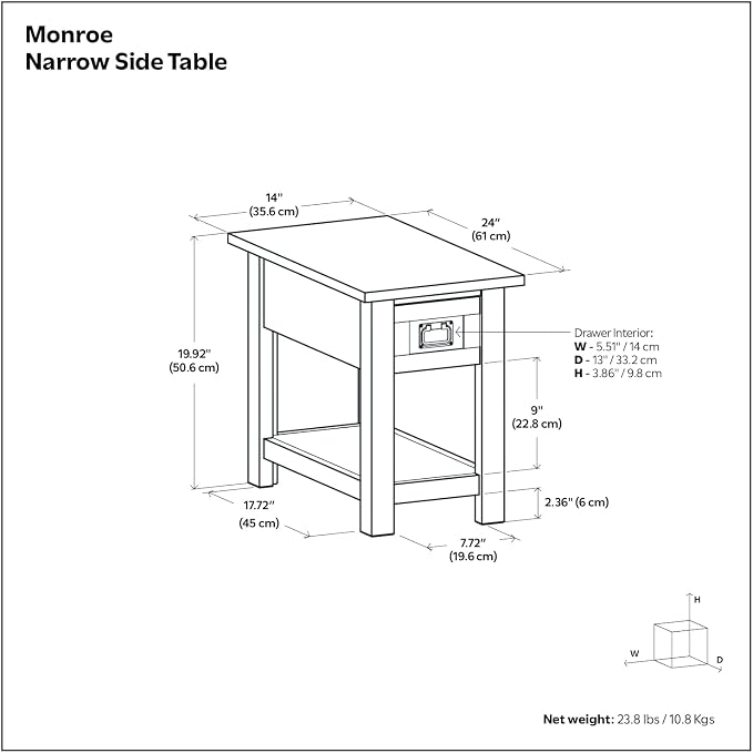 SIMPLIHOME Monroe Narrow Side Table – 14 inch Wide Solid Acacia Wood End Table - Image 3