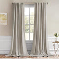 MIULEE Natural Back Tab Blackout Curtains 52x102 Inch Long 2 Panels Set | Rod by MIULEE