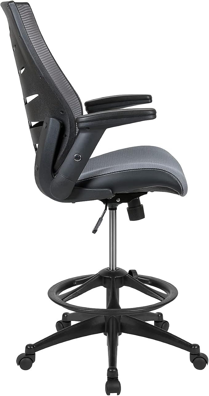 Flash Furniture Kale High Back Dark Gray Mesh Spine-Back Ergonomic Drafting - Image 7