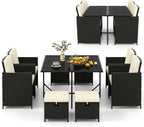 Tangkula 9 Pieces Outdoor Dining Furniture Set, Space-Saving Wicker Rattan by TANGKULA