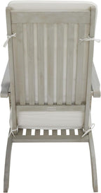 SAFAVIEH Outdoor Collection Palmdale Grey Solid Wood/Beige Cushion - Image 5