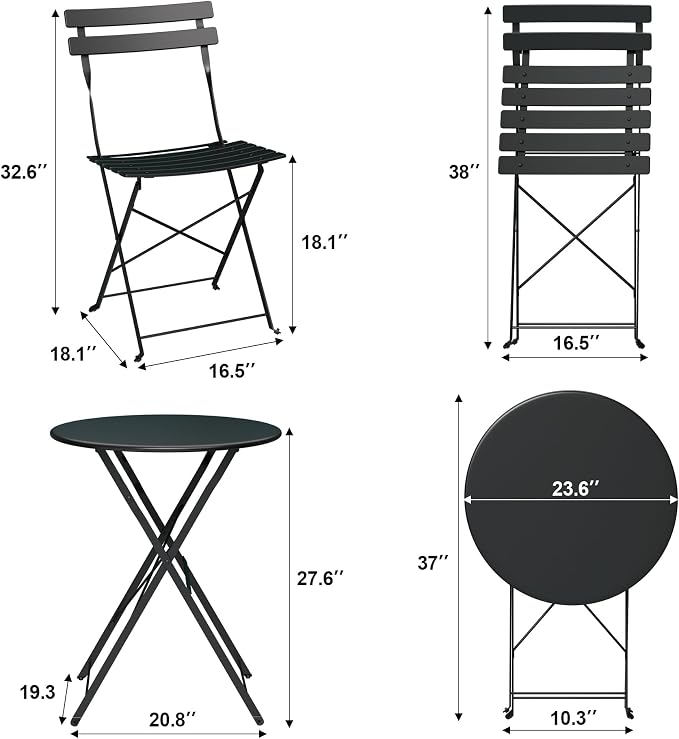 GarveeLife Outdoor Metal Bistro Set, 3-Piece Patio Furniture Set - Image 3