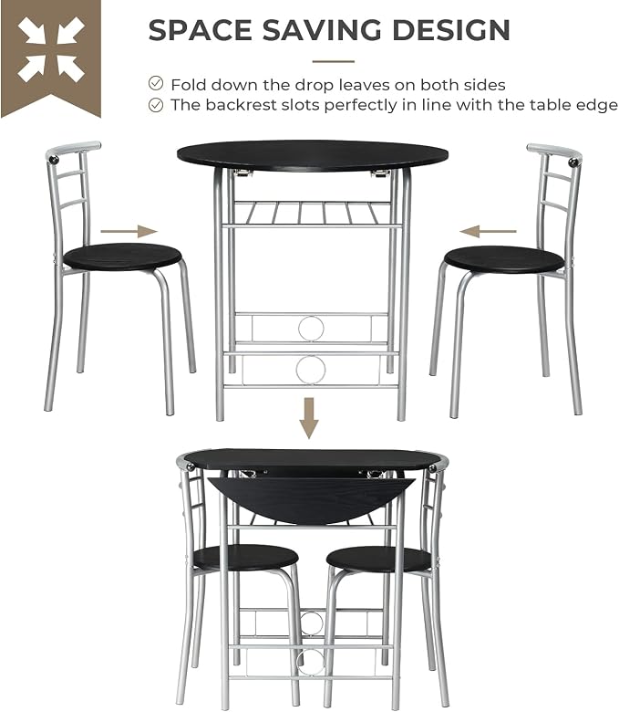 VINGLI 31.5" Drop Leaf Dining Table Set - Image 6