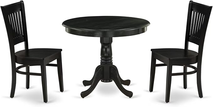 East West Furniture ANVA3-BLK-W 3 Piece Kitchen Table Set by EastWestFurniture
