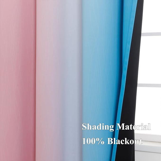 Pink and Blue Ombre Curtains for Bedroom 84 Inch Long | Room Darkening Curtains - Image 5