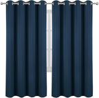 Blackout Curtains 66 x 72 Inch Long Navy Blue Curtains Set of 2 Panels Room - Image 2
