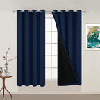 Yakamok Navy Blue 100% Blackout Curtains 54 Inches Long 52" Wide, 2 Panels | by Yakamok