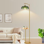 QIYIZM Glass Floor Lamp with Table and Shelves - Image 7