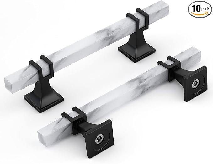 Rergy Cabinet Handles Marble Drawer Pulls and Knobs, T-Bar Hardware by Rergy
