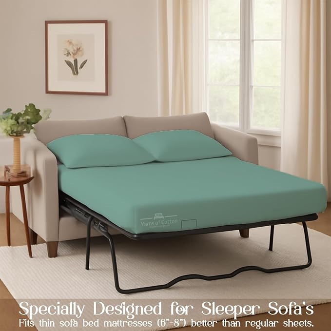 Sleeper Sofa Bed Sheet, 100% Cotton 400 Thread Count, 4 Piece Set, Deep Pocket - Image 3