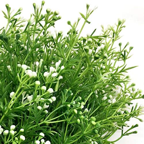 CATTREE Artificial Plants, Faux Plastic Pearl Flowers Shrubs Fake Grass Leaves Simulation Greenery Bushes Indoor Outside Home Garden Office Yard Verandah Wedding Decor - 4 Bundles - Image 4