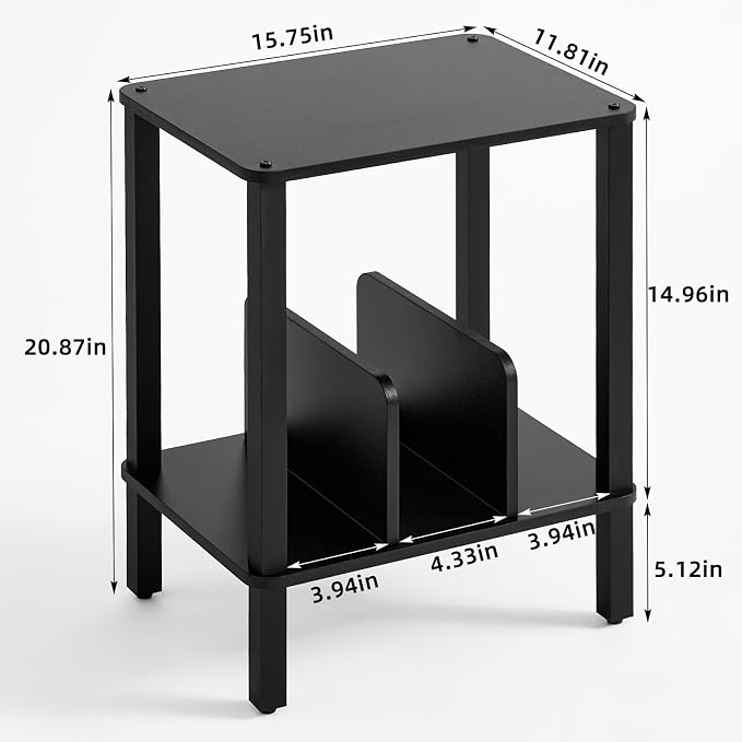 LELELINKY 2-Tier Bamboo Record Player Stand Set of 2 - Image 2