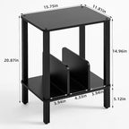 LELELINKY 2-Tier Bamboo Record Player Stand Set of 2 - Image 2