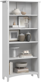 Bush Furniture Salinas 5 Shelf Bookcase in Pure White, Tall Bookshelf, Large by BushHome