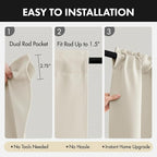 MIULEE 4 Panel Set Short Bedroom Blackout Curtains 54 Inch Long Cream Beige | - Image 5