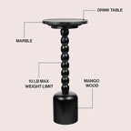 JONATHAN Y Turner 24.5" Black Mango Wood Round Drink Table, Tall Pedestal - Image 4
