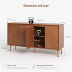 JOINICE Storage Cabinet, Mid-Century Modern Wood Accent Cabinet, Chevron - Image 2