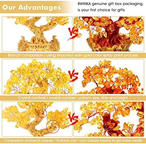 Feng Shui Citrine/Yellow Crytal Money Tree Bonsai with Chinese Decoration for Luck and Wealth - Image 3
