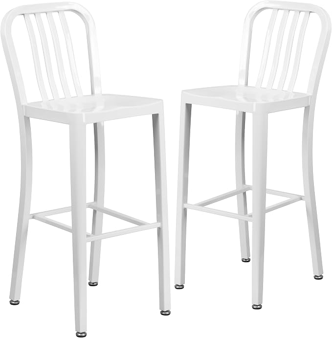Flash Furniture Gael Commercial Grade 2 Pack 30" High White Metal by FlashFurniture