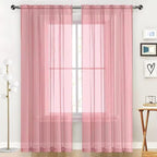 SpaceDresser Sheer Blush Curtains 4 Panels Rod Pocket Semi-Sheer Curtain 84 - Image 3