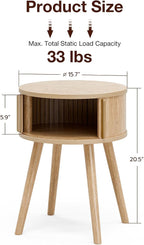 ZttRiee Side Table with Sliding Door & Cabinet, End Table - Image 2