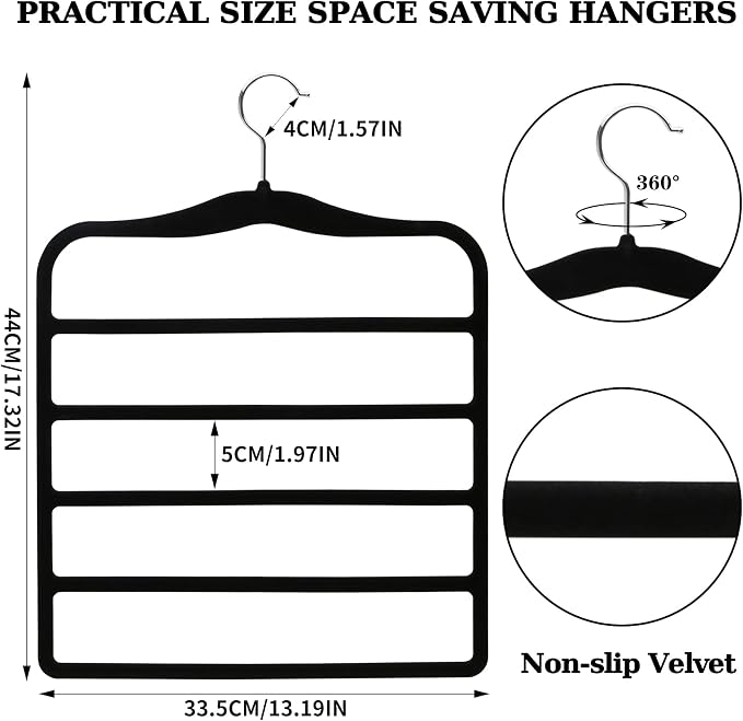 Closet Organizers and Storage, 3 Pack Pants-Hangers-Space-Saving, Velvet Non - Image 9