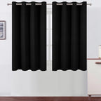Blackout Curtains 66 x 54 Inch Long Black Curtains Set of 2 Panels Room by Lemomo