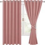 Room Darkening Curtains for Bedroom, 70 x 63 Inches, Dusty Rose | Thermal by Hiasan