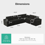 Novilla 133.8" Modular Cloud Couch, Modern Sectional Sofa - Image 2
