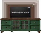 SAVOR LIFE Farmhouse TV Stand for Living Room, Rustic Green Entertainment Center - Image 5