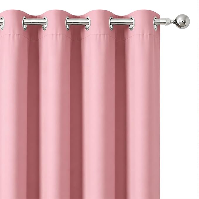 Pink Blackout Curtains 34 x 63 Inch Length/Set of 2 Curtain Panels/Thermal - Image 6